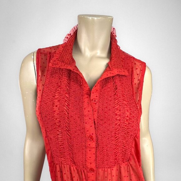 Anthropologie Large‎ Luella Sheer Swiss Dot Tunic Blouse Vanessa Virginia - Picture 4 of 8